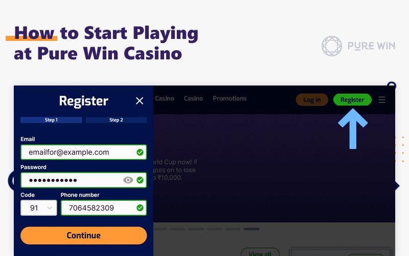 Guide on how to register at Pure Win Casino and start playing