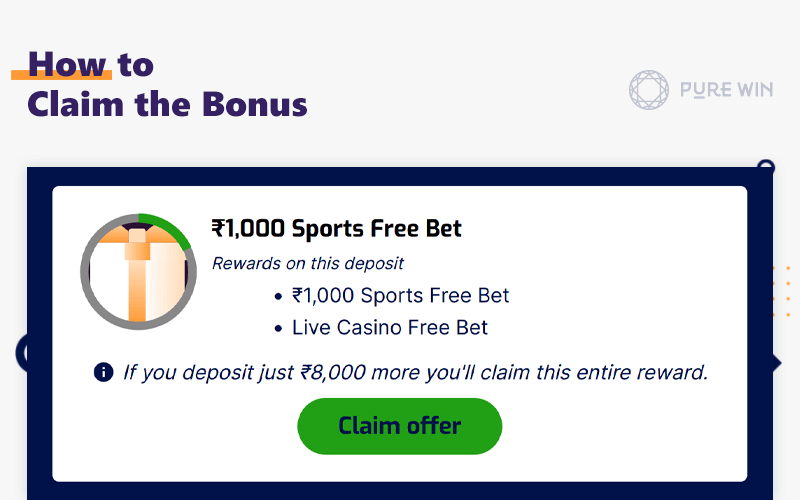 Detailed instructions on how to get a sports welcome bonus from Pure Win