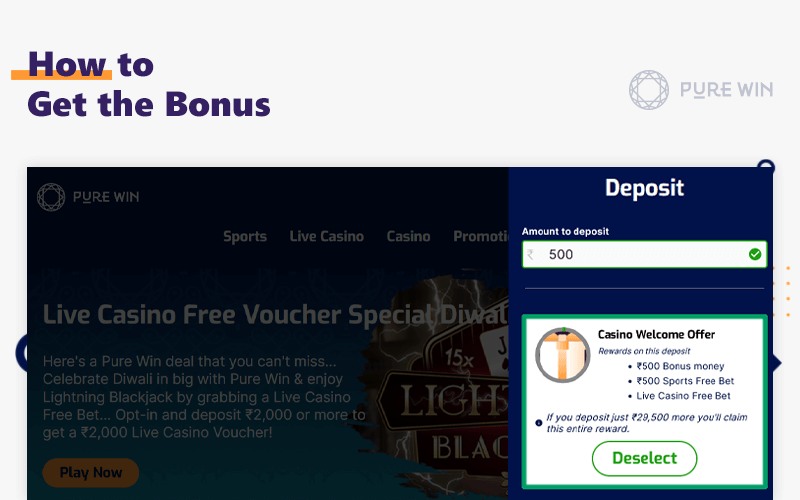 Get a casino welcome bonus from Pure Win