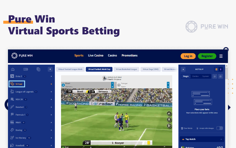 Virtual sports betting is one of the popular innovations at Pure Win